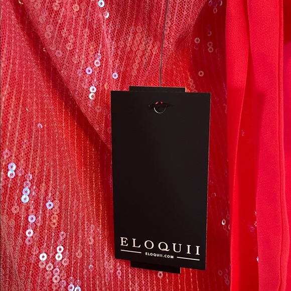 Eloquii Vibrant Red and Pink Sequin Backless Dress - Picture 2 of 8